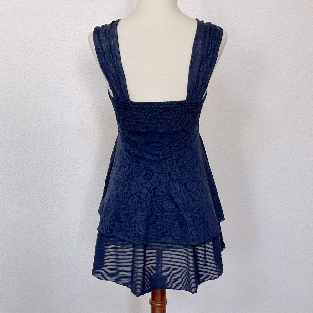 NWOT Free People navy embellished burnout knit top - Picture 4 of 4